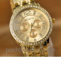 Женские наручные часы Geneva Gold Luxury Svarovski